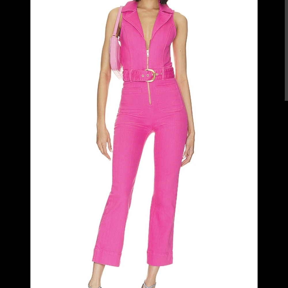 Show Me Your Mumu Pink Denim Jacksonville Jumpsuit Size M
